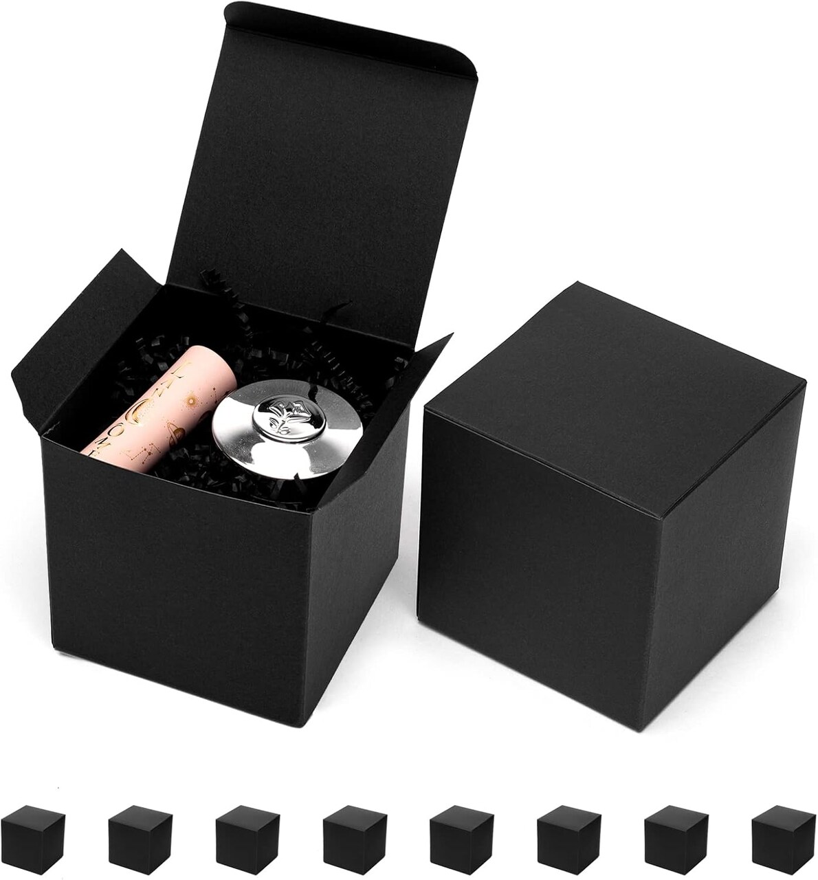 Black Gift Boxes with Lids 4x4x4 Inches – 10 Pack Matte Cardboard Boxes for Groomsmen, Wedding, Christmas, Birthday, Graduation, and Holiday Gift Packaging (Black)